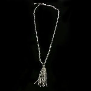 Luxury Faceted Crystal Y-Necklace Silver NWOT